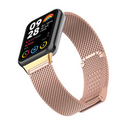 For Xiaomi Smart Band 9 Pro / 8 Pro 18mm Steel Mesh Buckle Metal Watch Band(Rose Red)