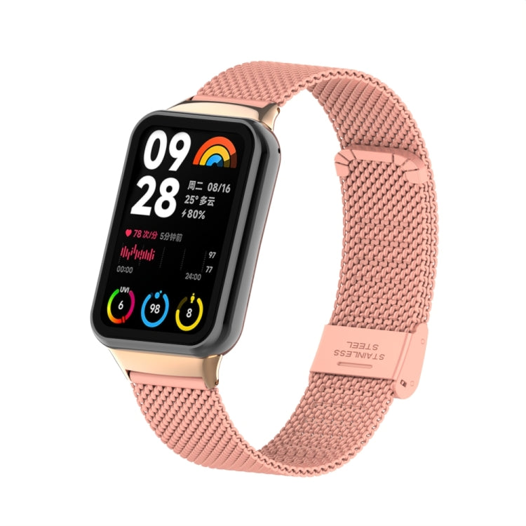 For Xiaomi Smart Band 9 Pro / 8 Pro 18mm Steel Mesh Buckle Metal Watch Band(Bright Pink) - free shipping - PMc TechLife - Order now!