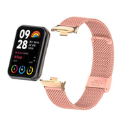 For Xiaomi Smart Band 9 Pro / 8 Pro 18mm Steel Mesh Buckle Metal Watch Band(Bright Pink)