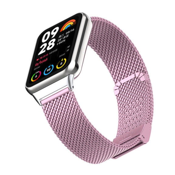 For Xiaomi Smart Band 9 Pro / 8 Pro 18mm Steel Mesh Buckle Metal Watch Band(Rose Pink)