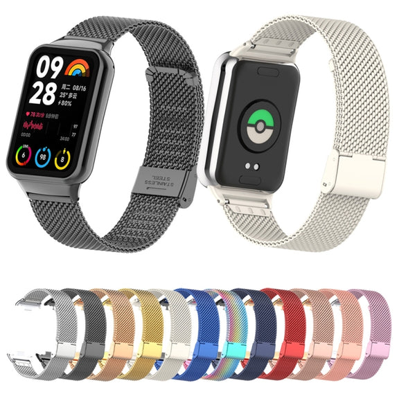 For Xiaomi Smart Band 9 Pro / 8 Pro 18mm Steel Mesh Buckle Metal Watch Band(Ivory White)
