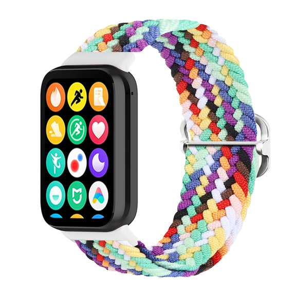 For Xiaomi Smart Band 9 Pro / 8 Pro 18mm Buckle Nylon Braided Watch Band(Rainbow)