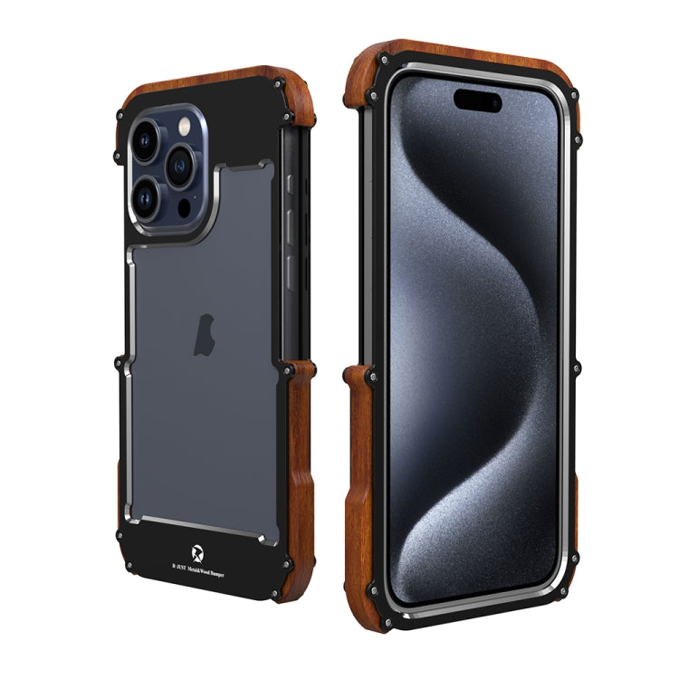 For iPhone 15 Pro R-JUST Ironwood Generation Metal Hybrid Wood Phone Case - iPhone 15 Pro Cases by R-JUST | Online Shopping South Africa | PMC TechLife | Buy Now Pay Later Mobicred