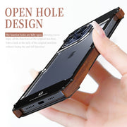 For iPhone 16 Pro R-JUST Ironwood Generation Metal Hybrid Wood Phone Case