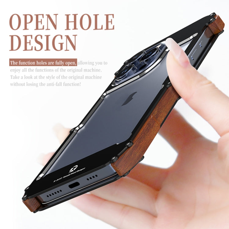 For iPhone 16 Pro Max R-JUST Ironwood Generation Metal Hybrid Wood Phone Case