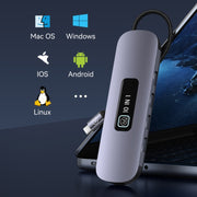 USAMS US-SJ644 PD100W 10 in 1 Aluminum Alloy Multifunctional Type-C HUB with Light(Metal Grey)