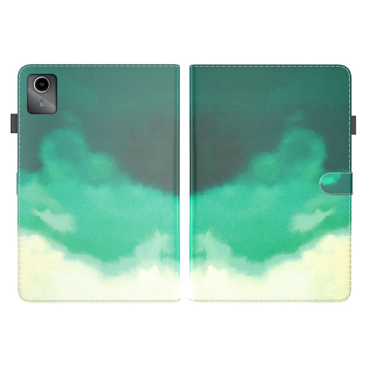 For Lenovo Tab M11 / Xiaoxin Pad 11 2024 Watercolor Pattern Flip Leather Tablet Case(Cyan Green) - Lenovo by PMC Jewellery | Online Shopping South Africa | PMC Jewellery | Buy Now Pay Later Mobicred