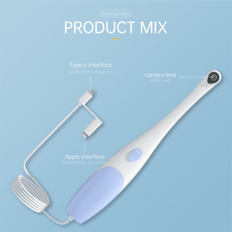 AN109 8LEDs 3.0MP 2 in 1 Visible Oral Endoscope(Purple)