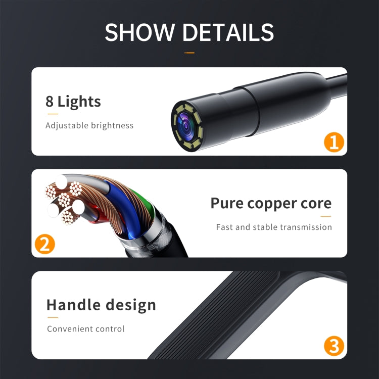 P200 8mm Front Lenses Integrated Industrial Pipeline Endoscope with 4.3 inch Screen, Spec:30m Tube