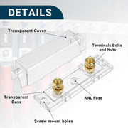 3 in 1 ANL Car Audio Modified Fuse Holder with 200A Fuse, Current:50A