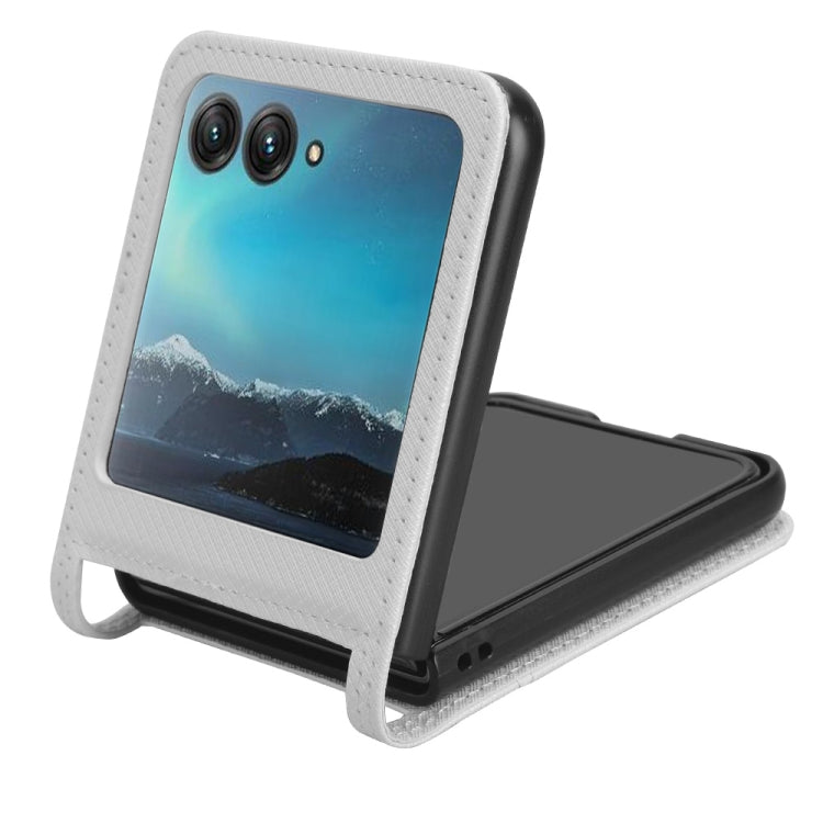For Motorola Razr 40 Ultra Diamond Texture Leather Phone Case(White) - Motorola Cases by PMC TechLife | Online Shopping South Africa | PMC TechLife | Buy Now Pay Later Mobicred