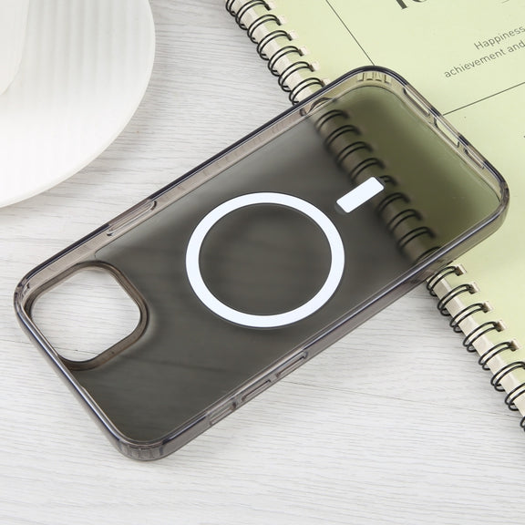 For iPhone 15 Plus GEBEI MagSafe Magnetic Transparent Phone Case(Transparent Black)