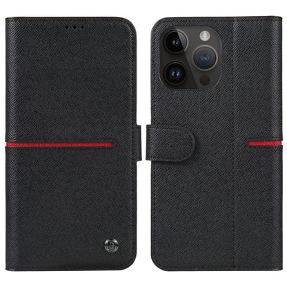 For iPhone 15 Pro Max GEBEI Top-grain Horizontal Flip Leather Phone Case(Black) - free shipping - PMC Jewellery - Order now!