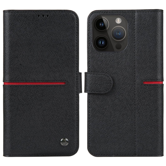 For iPhone 15 Pro Max GEBEI Top-grain Horizontal Flip Leather Phone Case(Black) - free shipping - PMC Jewellery - Order now!