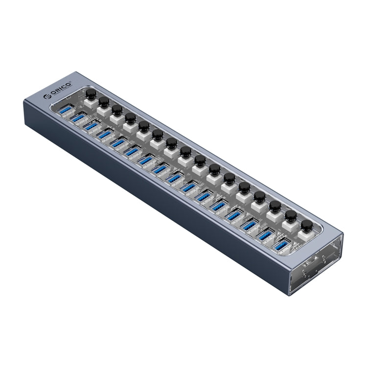 ORICO AT2U3-16AB-GY-BP 16 Ports USB 3.0 HUB with Individual Switches & Blue LED Indicator(EU Plug)