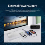 ORICO AT2U3-16AB-GY-BP 16 Ports USB 3.0 HUB with Individual Switches & Blue LED Indicator(EU Plug)