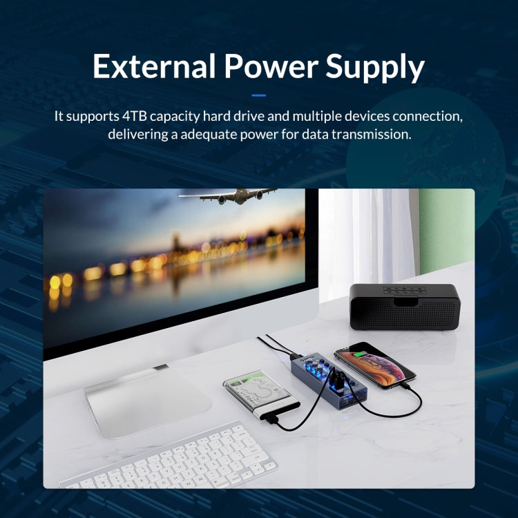 ORICO AT2U3-16AB-GY-BP 16 Ports USB 3.0 HUB with Individual Switches & Blue LED Indicator(EU Plug)