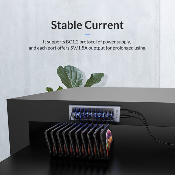ORICO AT2U3-16AB-GY-BP 16 Ports USB 3.0 HUB with Individual Switches & Blue LED Indicator(UK Plug)