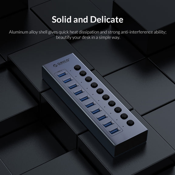 ORICO BT2U3-10AB-GY-BP 10 Ports USB 3.0 HUB with Individual Switches(EU Plug)