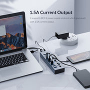 ORICO BT2U3-10AB-GY-BP 10 Ports USB 3.0 HUB with Individual Switches(UK Plug)