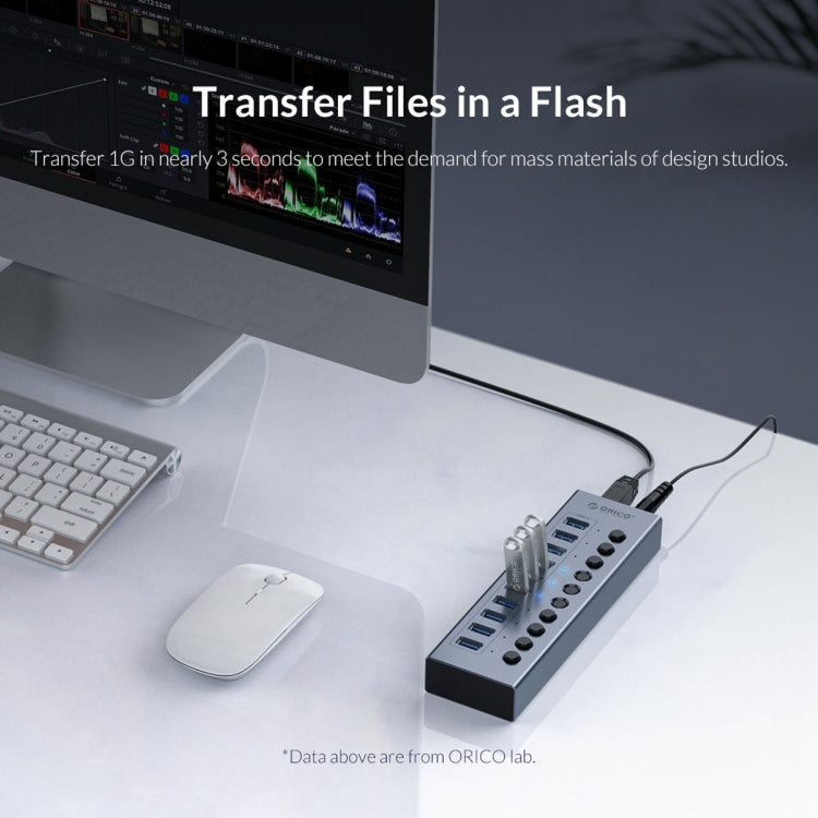 ORICO BT2U3-7AB-GY-BP 7 Ports USB 3.0 HUB with Individual Switches(US Plug) - free shipping - PMC Jewellery - Order now!