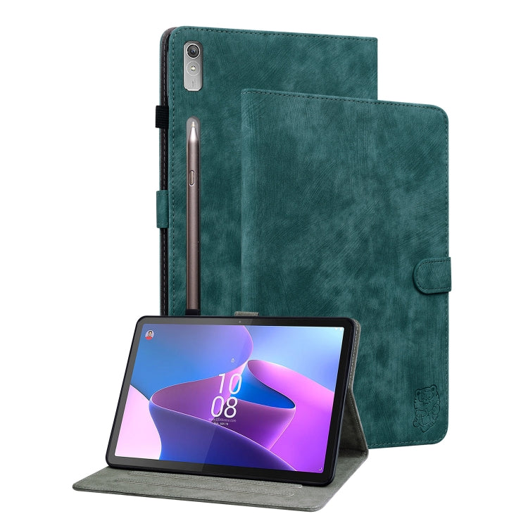 For Lenovo Tab P12 Tiger Pattern Flip Leather Tablet Case(Dark Green) - Lenovo by PMC TechLife | Online Shopping South Africa | PMC TechLife | Buy Now Pay Later Mobicred