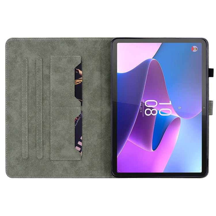For Lenovo Tab P12 Tiger Pattern Flip Leather Tablet Case(Dark Green) - Lenovo by PMC TechLife | Online Shopping South Africa | PMC TechLife | Buy Now Pay Later Mobicred