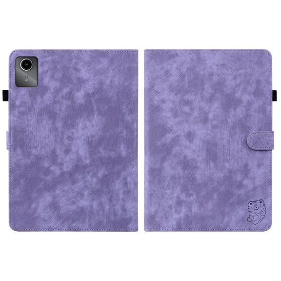 For Lenovo Tab M11/Xiaoxin Pad 11 2024 Tiger Pattern Flip Leather Tablet Case(Purple)