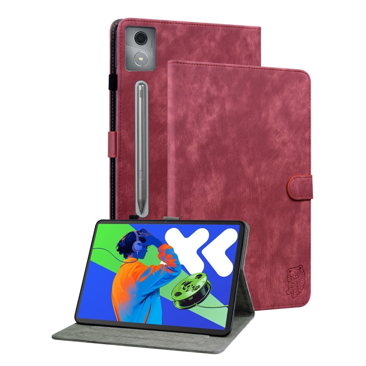 For Lenovo Tab P12 Pro 12.7 2025 Tiger Pattern Flip Leather Tablet Case(Red) - Lenovo by PMC TechLife | Online Shopping South Africa | PMC TechLife | Buy Now Pay Later Mobicred