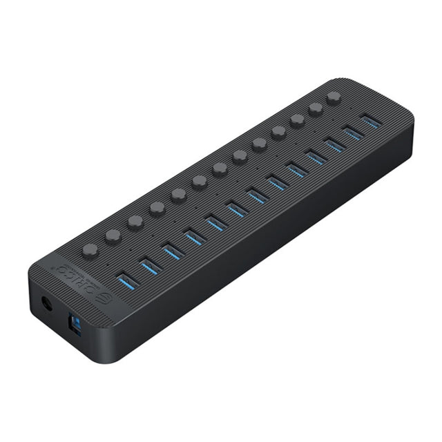 ORICO CT2U3-13AB Plastic Stripes 13 Ports USB 3.0 HUB with Individual Switches, Plug:AU Plug(Black)