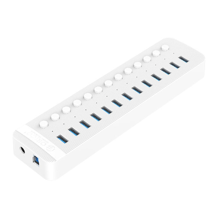 ORICO CT2U3-13AB Plastic Stripes 13 Ports USB 3.0 HUB with Individual Switches, Plug:EU Plug(White) - free shipping - PMC Jewellery - Order now!