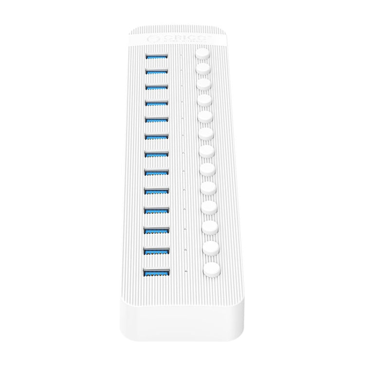ORICO CT2U3-13AB Plastic Stripes 13 Ports USB 3.0 HUB with Individual Switches, Plug:UK Plug(White)