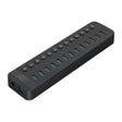 ORICO CT2U3-13AB Plastic Stripes 13 Ports USB 3.0 HUB with Individual Switches, Plug:US Plug(Black) - free shipping - PMC TechLife - Order now!