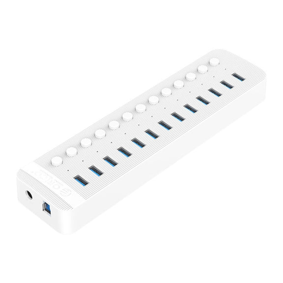 ORICO CT2U3-13AB Plastic Stripes 13 Ports USB 3.0 HUB with Individual Switches, Plug:US Plug(White)