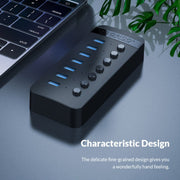 ORICO CT2U3-13AB Plastic Stripes 13 Ports USB 3.0 HUB with Individual Switches, Plug:US Plug(Black)