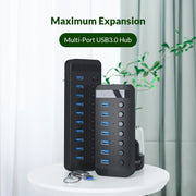 ORICO CT2U3-13AB Plastic Stripes 13 Ports USB 3.0 HUB with Individual Switches, Plug:UK Plug(White)
