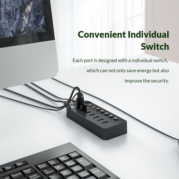 ORICO CT2U3-13AB Plastic Stripes 13 Ports USB 3.0 HUB with Individual Switches, Plug:UK Plug(White)