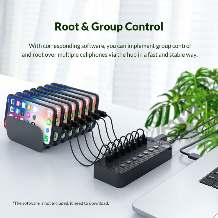 ORICO CT2U3-13AB Plastic Stripes 13 Ports USB 3.0 HUB with Individual Switches, Plug:US Plug(Black) - free shipping - PMC Jewellery - Order now!
