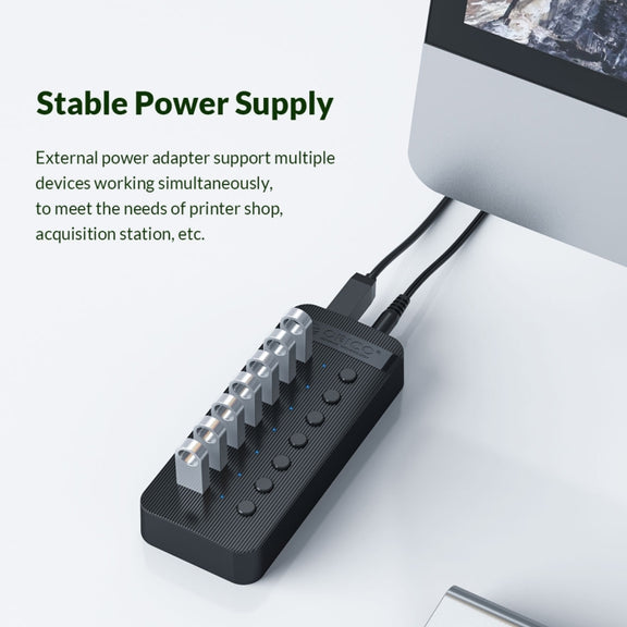 ORICO CT2U3-13AB Plastic Stripes 13 Ports USB 3.0 HUB with Individual Switches, Plug:US Plug(Black)