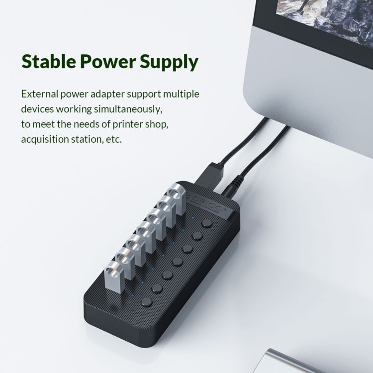 ORICO CT2U3-13AB Plastic Stripes 13 Ports USB 3.0 HUB with Individual Switches, Plug:UK Plug(White)
