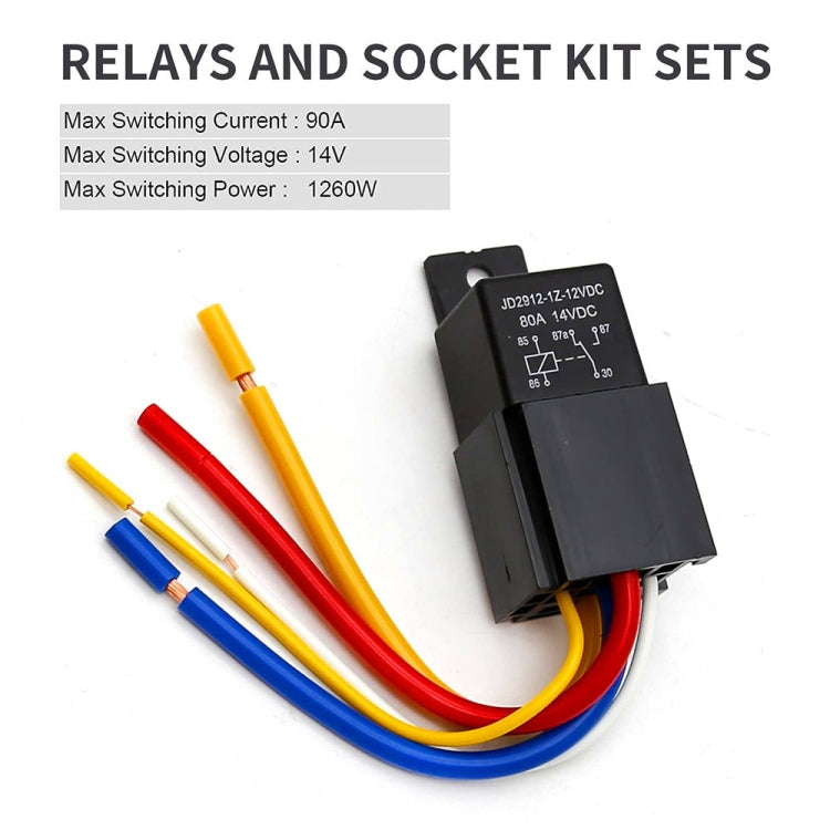 JD2912 80A 12V 5 Pin Car Relay with Wire SPDT Socket Plug - free shipping - PMC TechLife - Order now!
