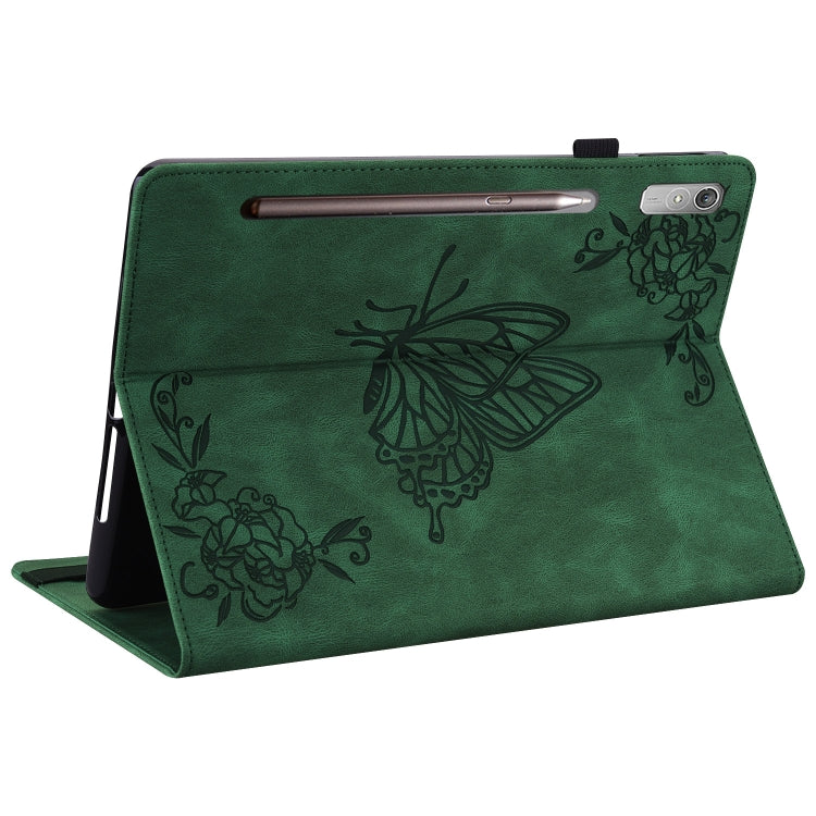 For Lenovo Tab P12 Butterfly Flower Embossed Leather Tablet Case(Green) - Lenovo by PMC TechLife | Online Shopping South Africa | PMC TechLife | Buy Now Pay Later Mobicred