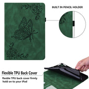 For Lenovo Tab P12 Butterfly Flower Embossed Leather Tablet Case(Green)