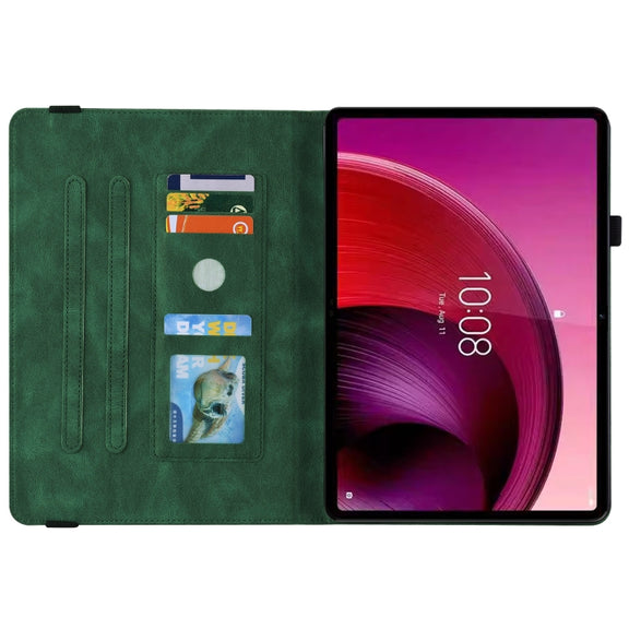 For Lenovo Tab M10 5G 10.6 inch Butterfly Flower Embossed Leather Tablet Case(Green)