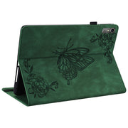 For Lenovo Tab M10 5G 10.6 inch Butterfly Flower Embossed Leather Tablet Case(Green)