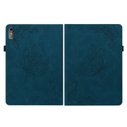 For Lenovo Tab M10 5G 10.6 inch Butterfly Flower Embossed Leather Tablet Case(Blue)