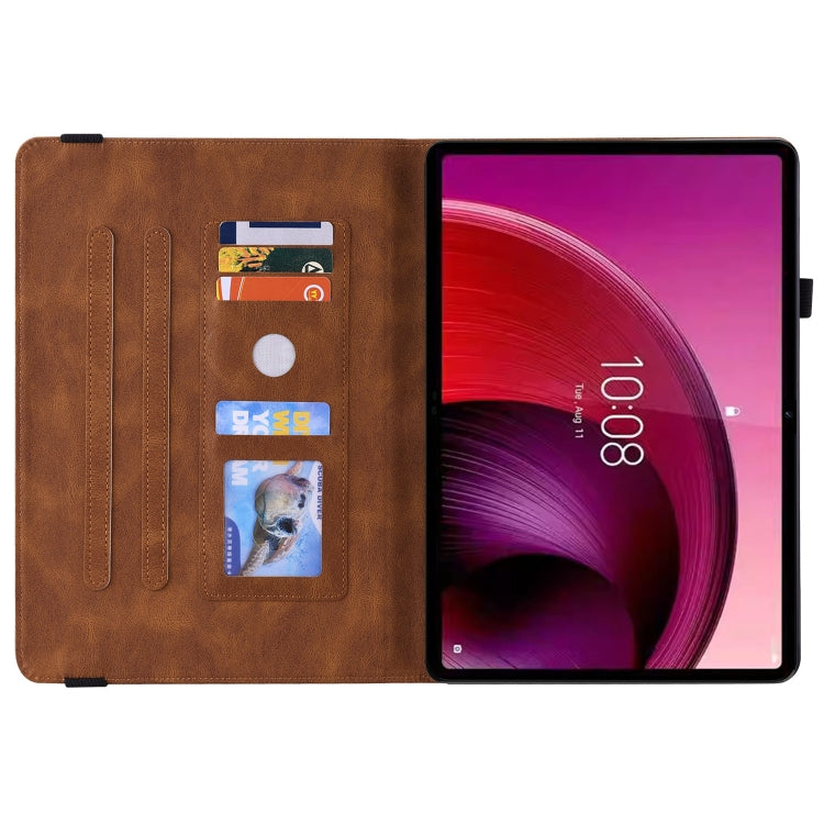 For Lenovo Tab M10 5G 10.6 inch Butterfly Flower Embossed Leather Tablet Case(Brown)