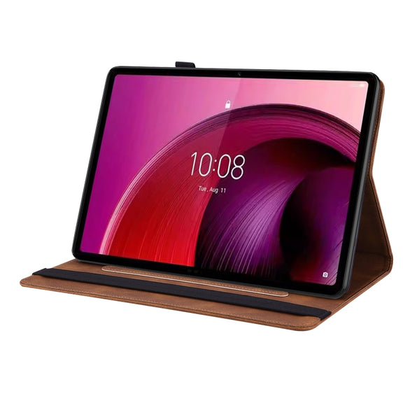 For Lenovo Tab M10 5G 10.6 inch Butterfly Flower Embossed Leather Tablet Case(Brown)