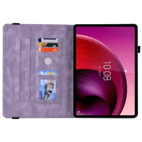 For Lenovo Tab M10 5G 10.6 inch Butterfly Flower Embossed Leather Tablet Case(Purple)