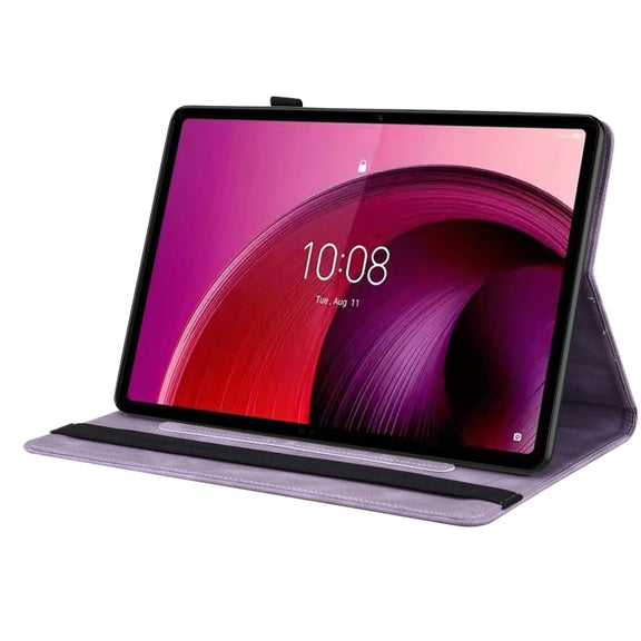 For Lenovo Tab M10 5G 10.6 inch Butterfly Flower Embossed Leather Tablet Case(Purple)